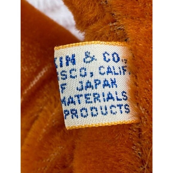 VNTG BURNT ORANGE VELVETINE STUFFED HORSE YELLOW MAIN W/ RED BOW R DANKIN - Picture 9 of 14